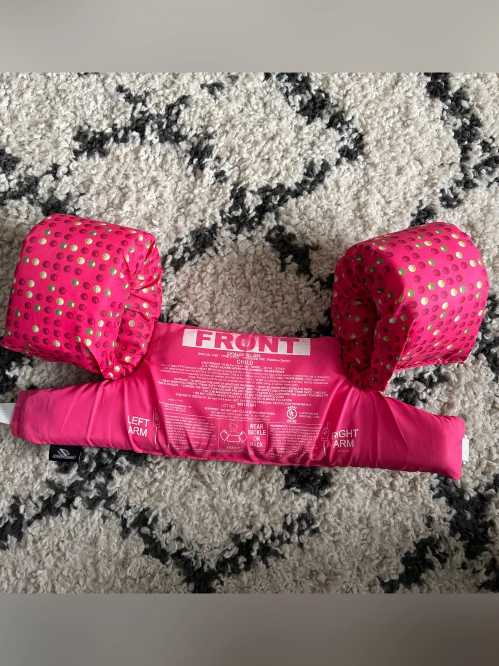 Kids Stearns Puddle Jumper Pink Elephant Swim Float Vest with Arm Bands